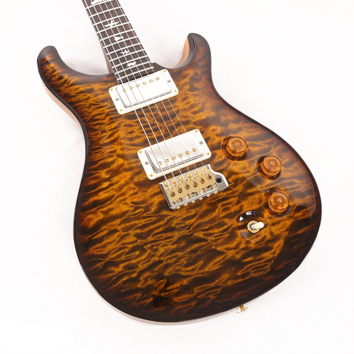 PRS DGT Wood Library 10-Top Quilt Maple with East Indian Rosewood Neck Brazilian Rosewood Fretboard Yellow Tiger — 8