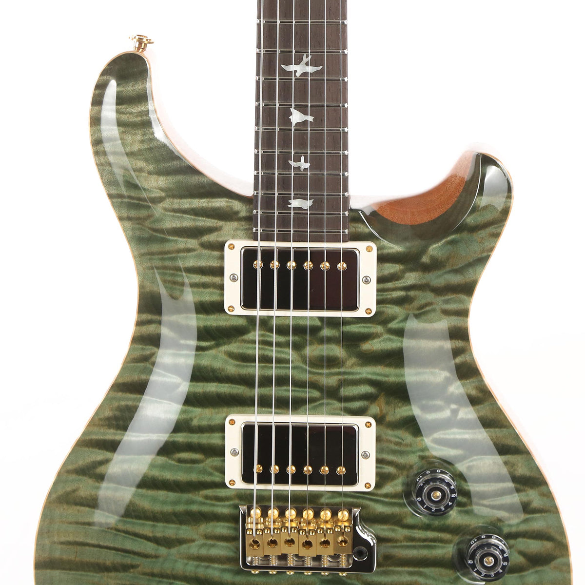 PRS DGT Wood Library 1-Piece Quilt Maple with East Indian Rosewood Neck Brazilian Rosewood Fretboard Trampas Green — 6