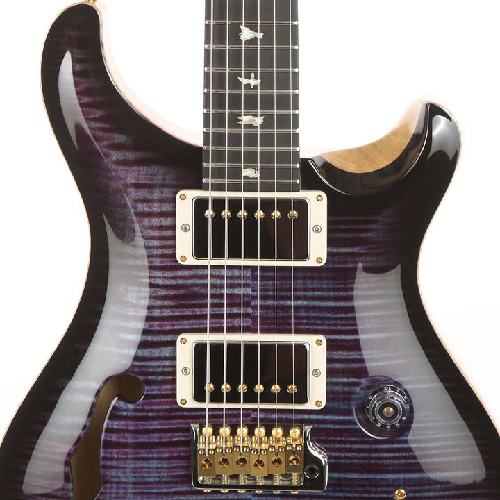 PRS Custom 24 Semi-Hollow Wood Library 10-Top Flame Maple and Korina Faded Violet Smokeburst