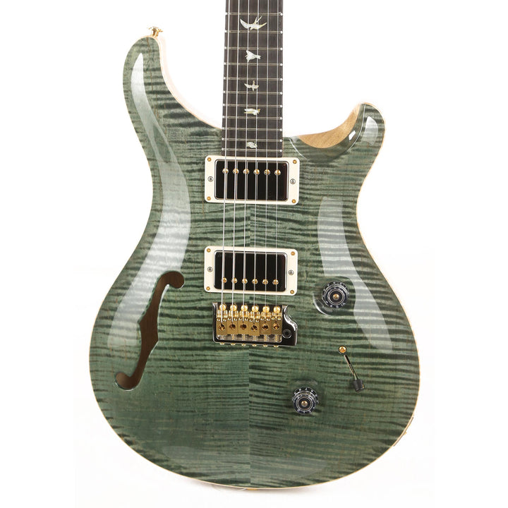 PRS Custom 24 Semi-Hollow Wood Library 10-Top Flame Maple with Figured Mahogany Body Trampas Green
