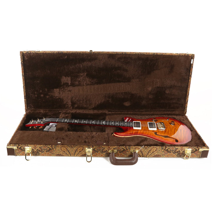PRS Custom 24 Semi-Hollow Wood Library 10-Top Quilt Maple with Figured Mahogany Body Dark Cherry Sunburst