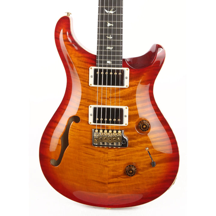 PRS Custom 24 Semi-Hollow Wood Library 10-Top Quilt Maple with Figured Mahogany Body Dark Cherry Sunburst