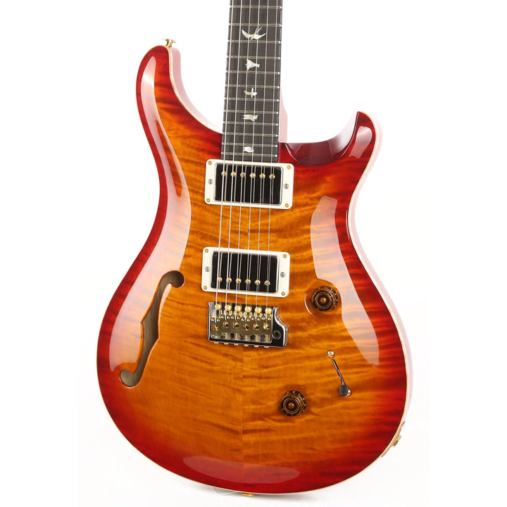 PRS Custom 24 Semi-Hollow Wood Library 10-Top Quilt Maple with Figured Mahogany Body Dark Cherry Sunburst