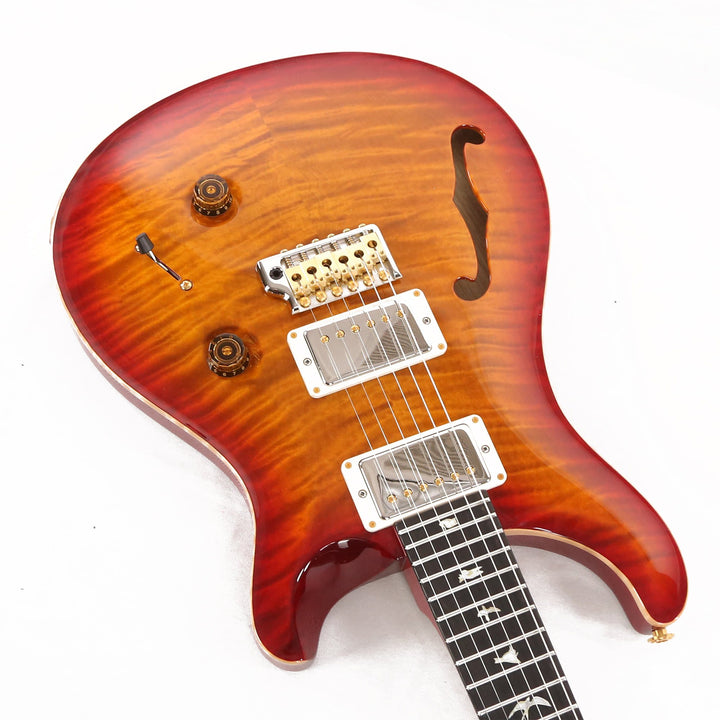 PRS Custom 24 Semi-Hollow Wood Library 10-Top Quilt Maple with Figured Mahogany Body Dark Cherry Sunburst