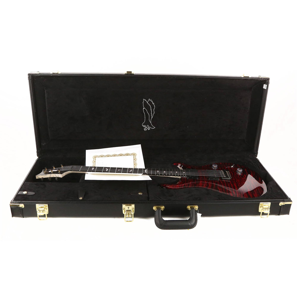 PRS Private Stock Custom 24 Dark Red Quilt Top with White and Black Grainfill Body — 12