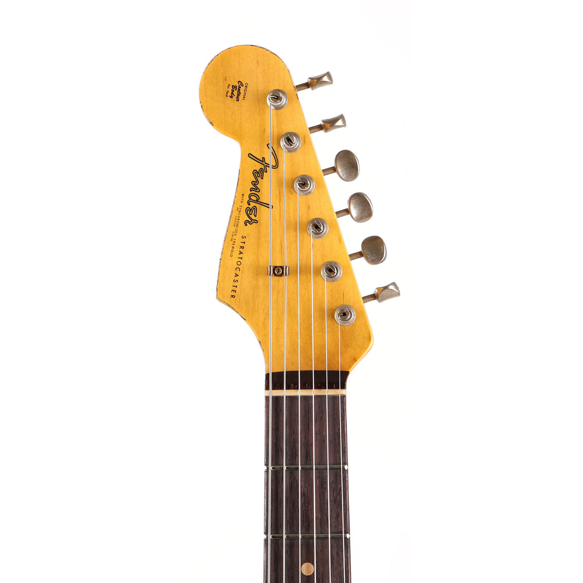 Fender Custom Shop 1962 Stratocaster Heavy Relic Fiesta Red over 3-Tone Sunburst Reverse Headstock — 4