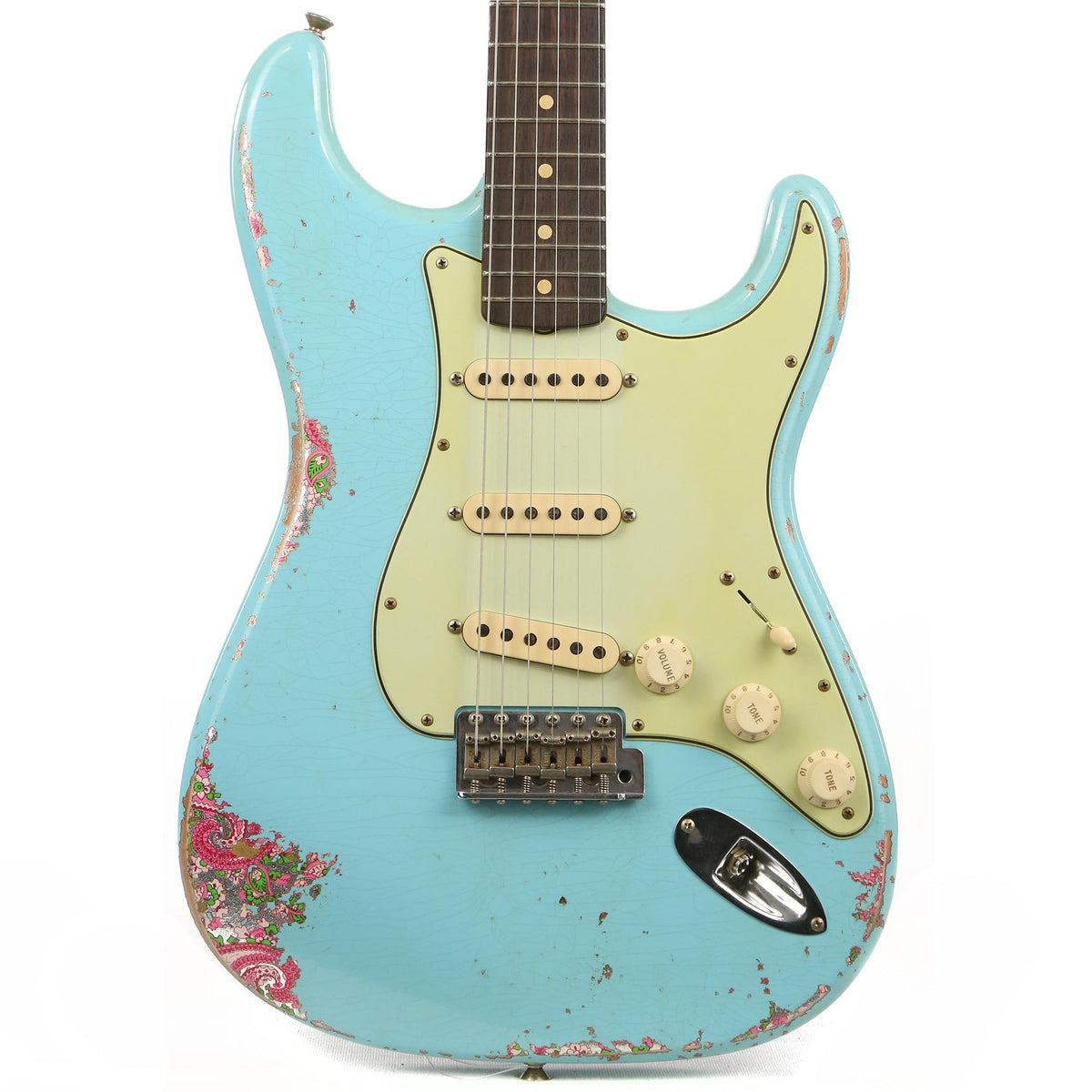 Fender Custom Shop '60s Stratocaster Heavy Relic Daphne Blue over Pink Paisley 2019 — 1