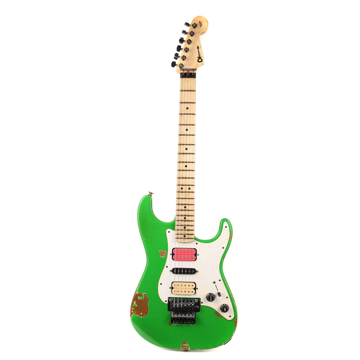 Charvel Custom Shop So Cal HSH Masterbuilt Nitro Aged Slime Green DeMartini Neck — 2