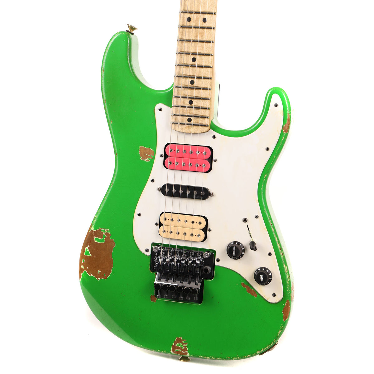 Charvel Custom Shop So Cal HSH Masterbuilt Nitro Aged Slime Green DeMartini Neck — 7