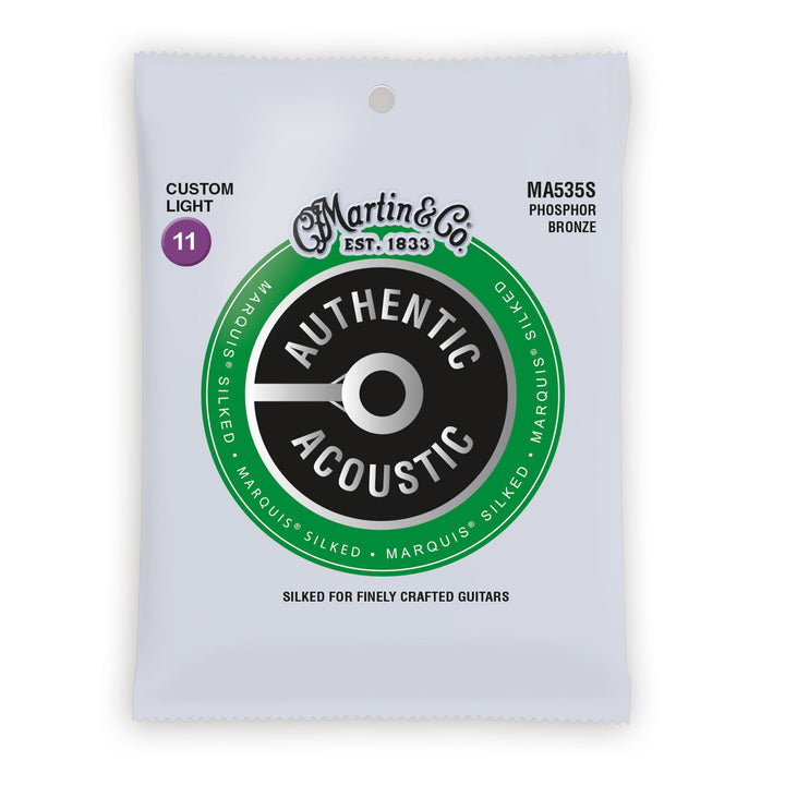 Martin MA535S Authentic Acoustic Marquis Silked 92/8 Phosphor Bronze Acoustic Guitar Strings Custom Light 11-52