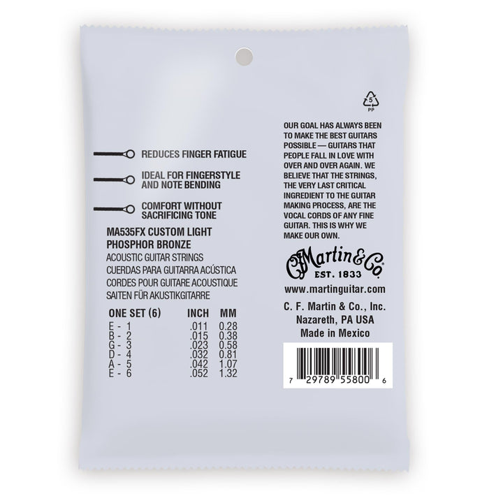 Martin MA535FX Authentic Acoustic Flexible Core Strings Phosphor Bronze Custom Light 11-47