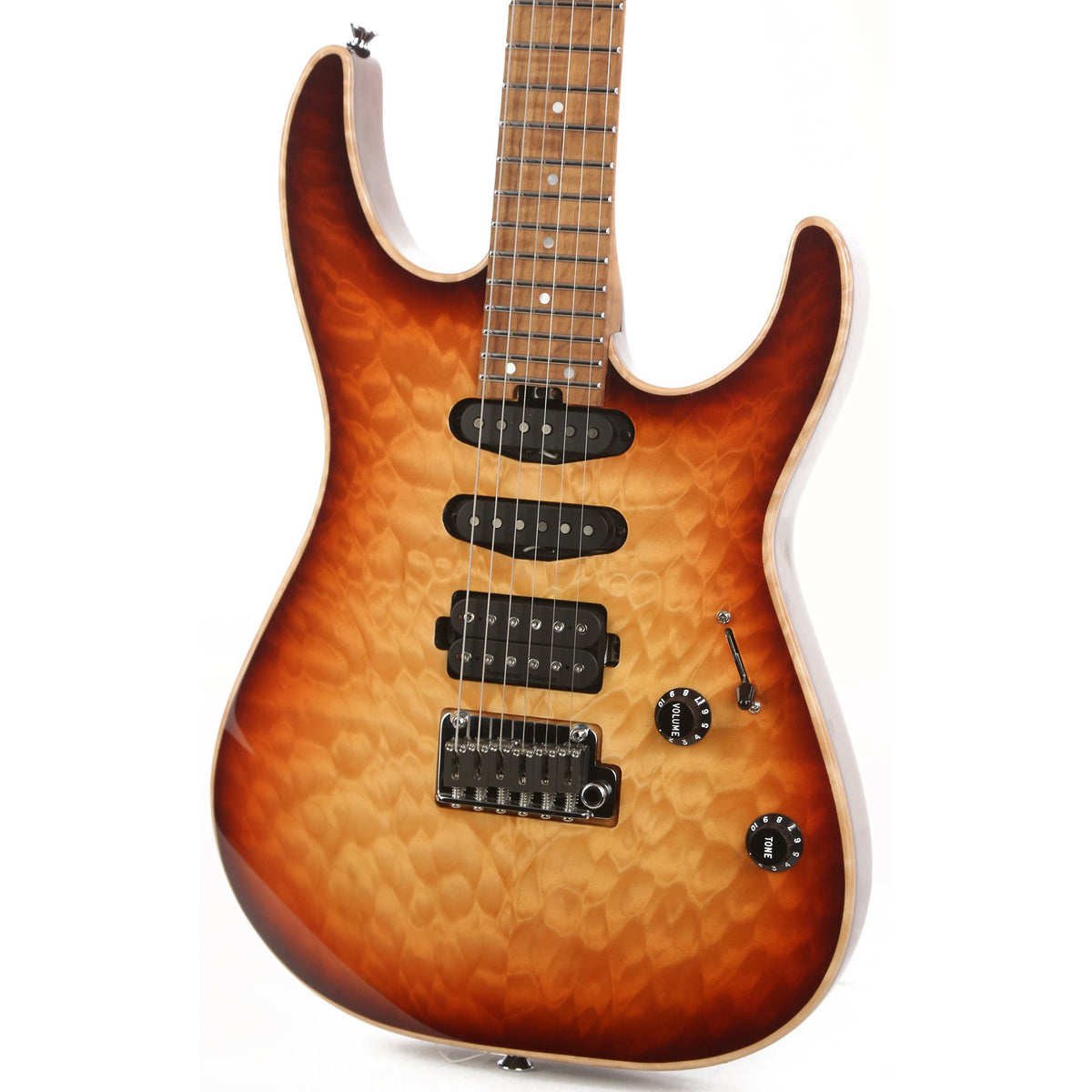 Charvel USA Select DK24 HSS 2PT CM QM Caramelized Maple Fingerboard Autumn Glow — 7