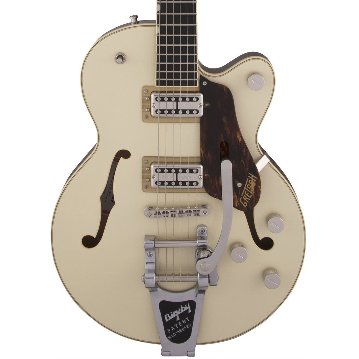 Gretsch G6659T Players Edition Broadkaster Jr. Center Block Single-Cut with String-Thru Bigsby Ebony Fingerboard Two-Tone Lotus Ivory/Walnut Stain — 1