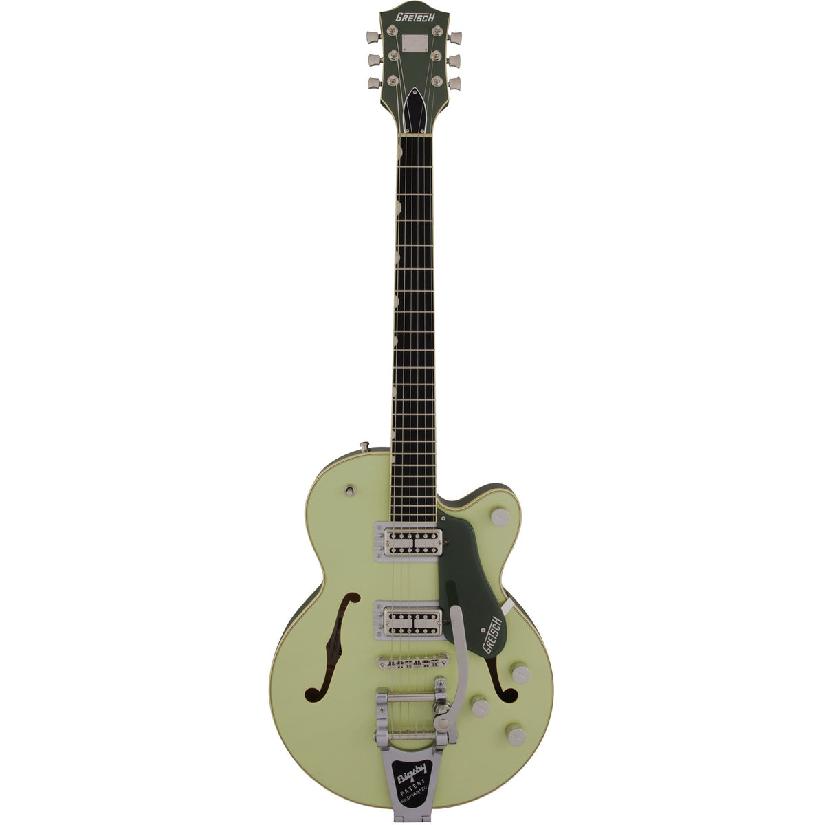Gretsch G6659T Players Edition Broadkaster Jr. Center Block Single-Cut with String-Thru Bigsby Ebony Fingerboard Two-Tone Smoke Green — 2