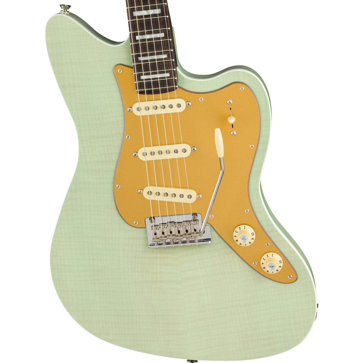 Fender Parallel Universe Strat Jazz Deluxe Transparent Faded Seafoam Green — 4
