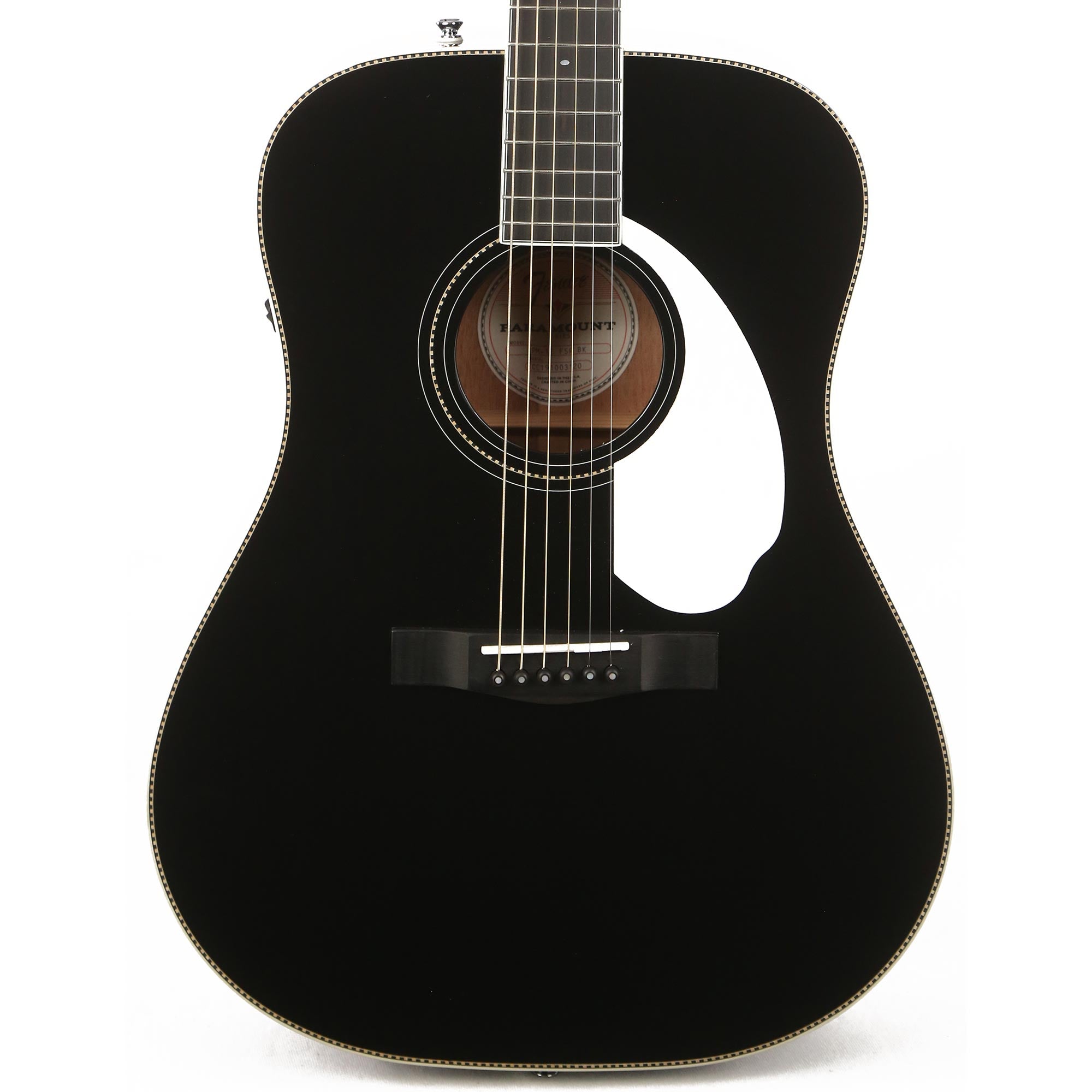 Fender PM-1 Deluxe Dreadnought Acoustic-Electric Black | The Music Zoo
