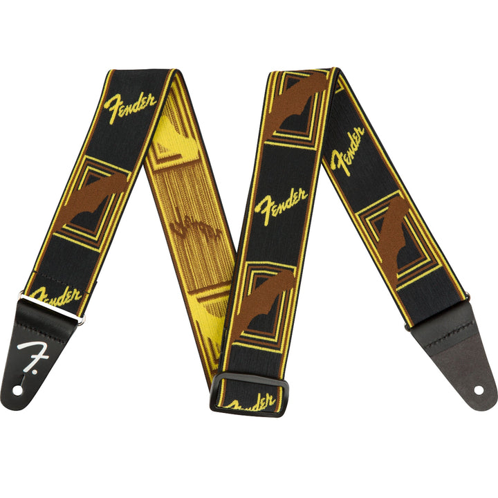 Fender WeighLess Monogram Strap Yellow and Brown