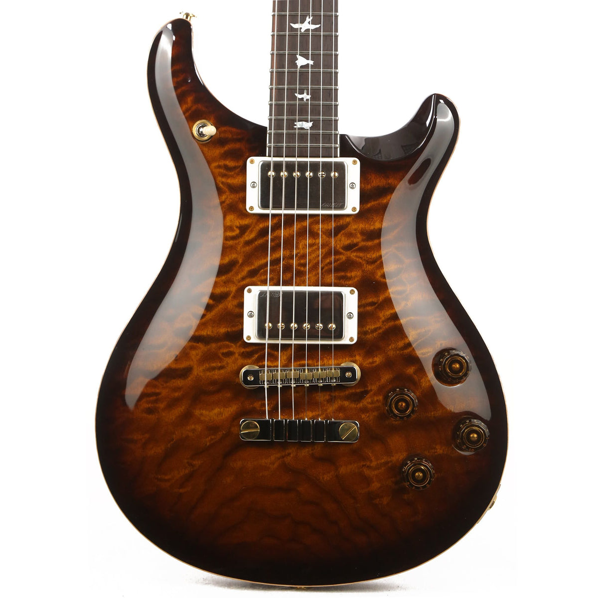 PRS McCarty 594 Wood Library 10-Top Quilt Maple and Brazilian Rosewood Fretboard Black Gold Burst — 1