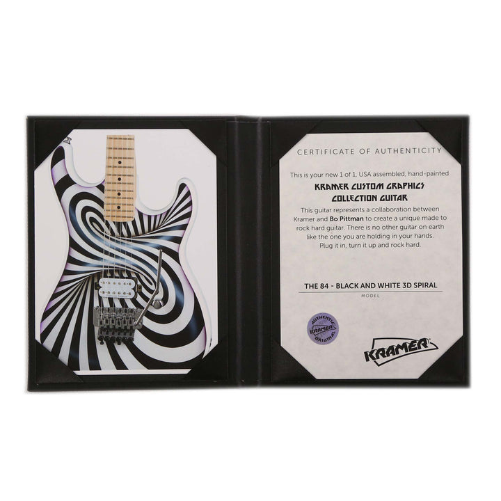 Kramer The 84 NAMM 2020 Display Guitar Bo Pittman Art Black and White 3D Spiral
