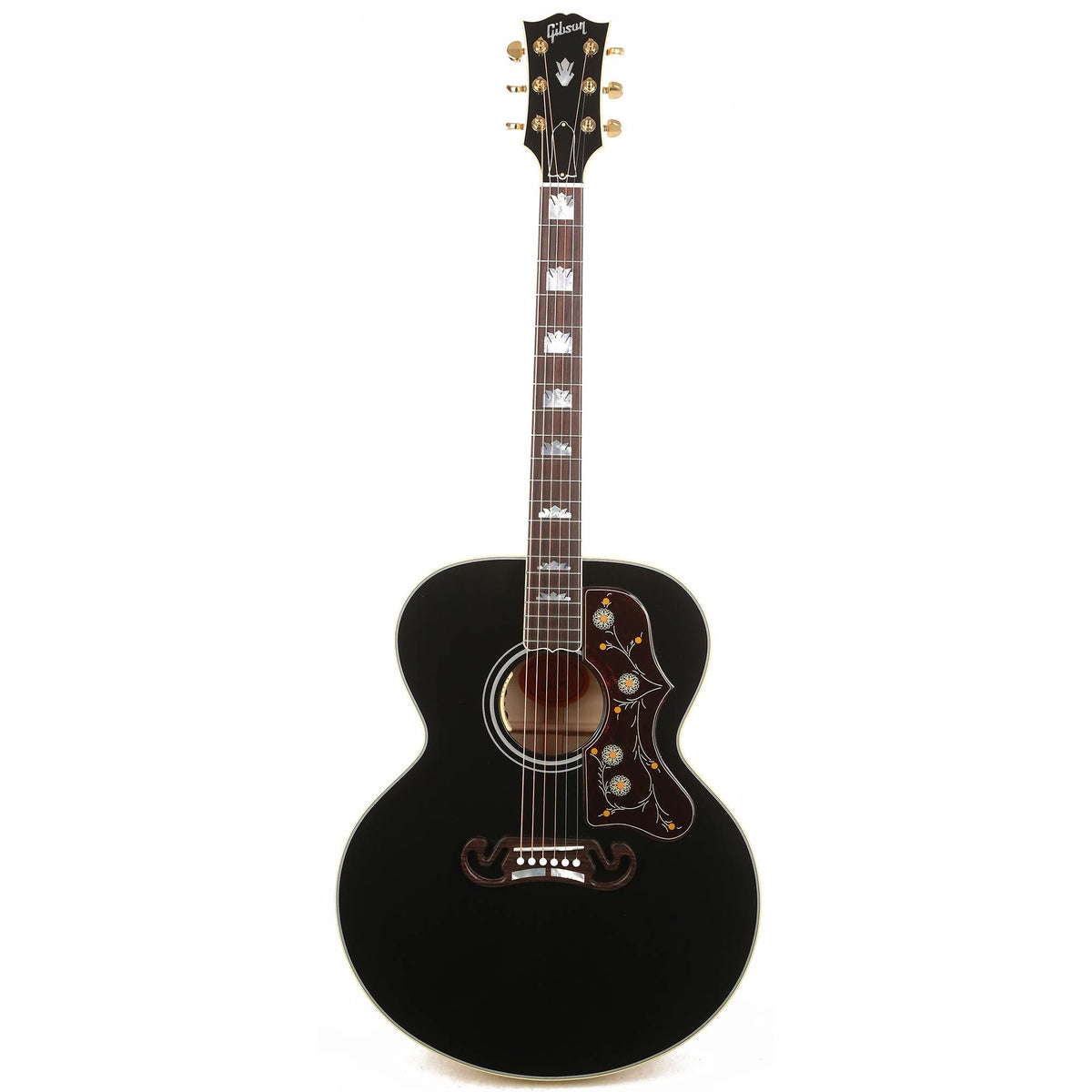 Gibson SJ-200 Acoustic-Electric Made 2 Measure Ebony Top Natural Back and Sides — 2