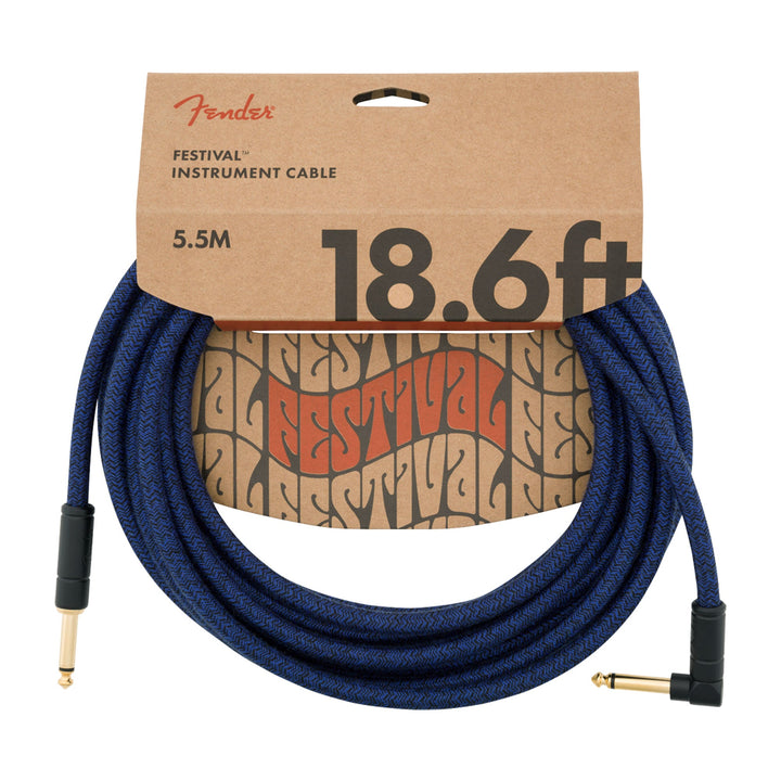 Fender Angled Festival 18.6 Foot Instrument Cable Blue
