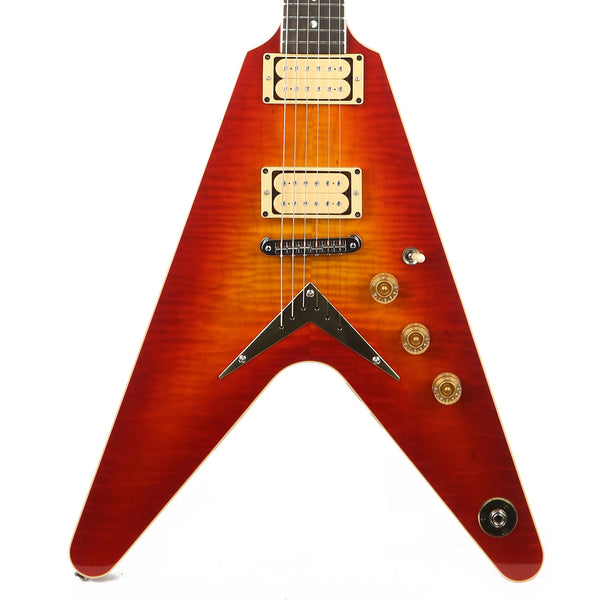 Dean USA Patents Pending V Flame Top Trans Cherry Sunburst