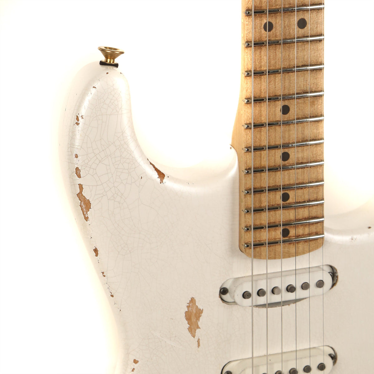 Charvel Custom Shop San Dimas Nitro Aged Masterbuilt Red Dave Pearl White — 7