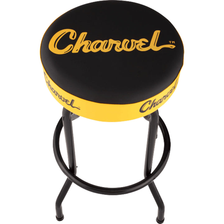 Charvel Toothpaste Logo Barstool Black and Yellow 30 in.