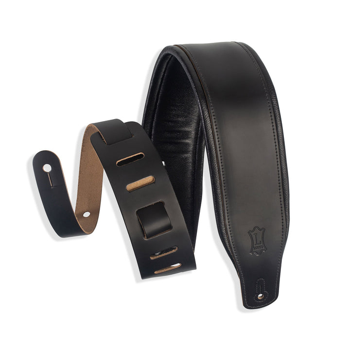 Levy's M26PD-BLK Padded Black Leather Guitar Strap