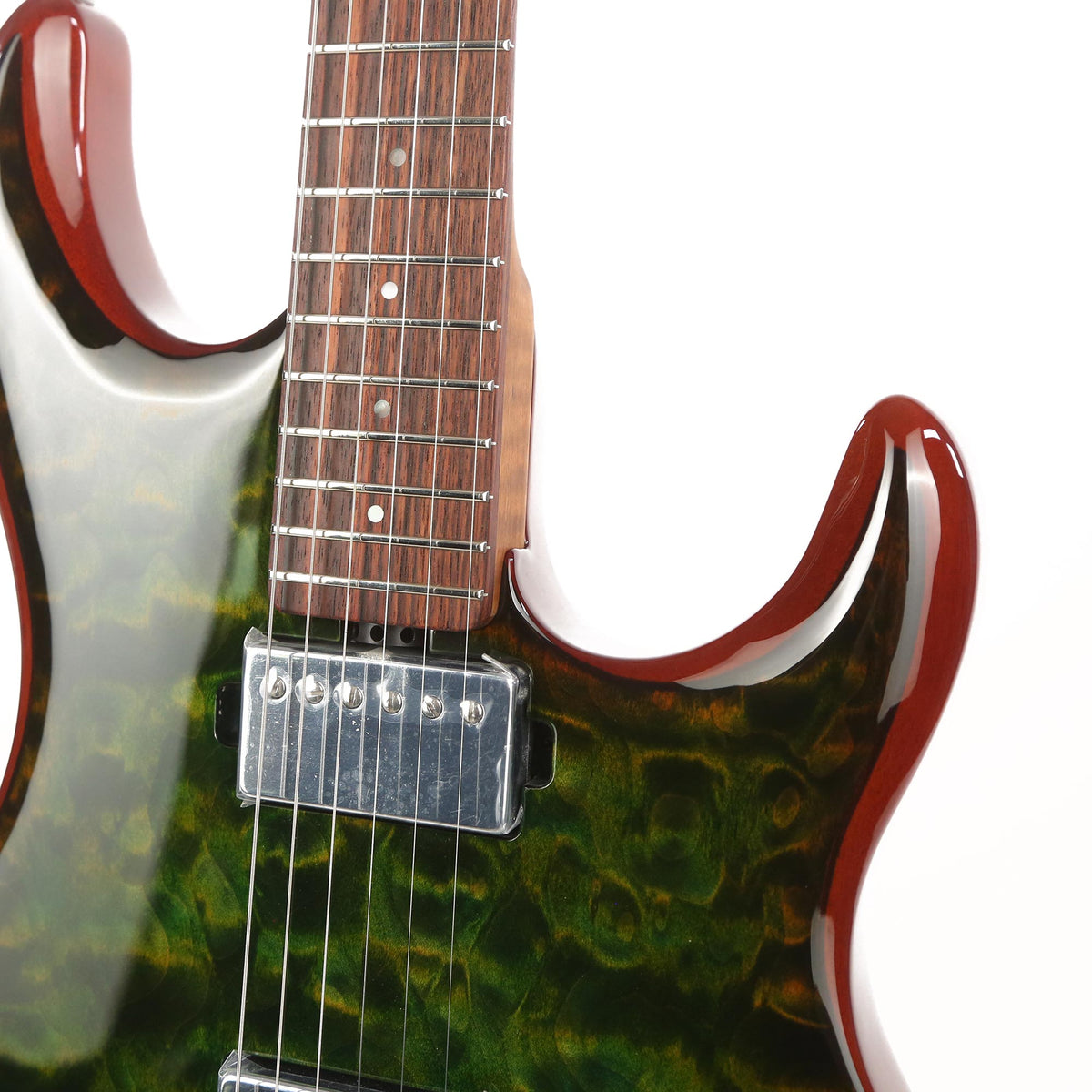 Ernie Ball Music Man Luke III Luscious Green Quilt Top — 6