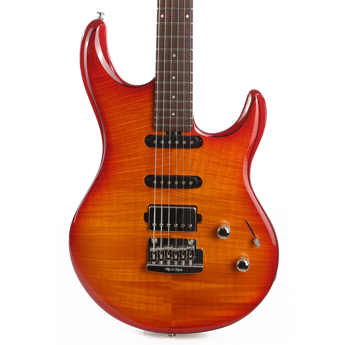 Ernie Ball Music Man Luke III HSS Cherry Burst Flame Used — 1