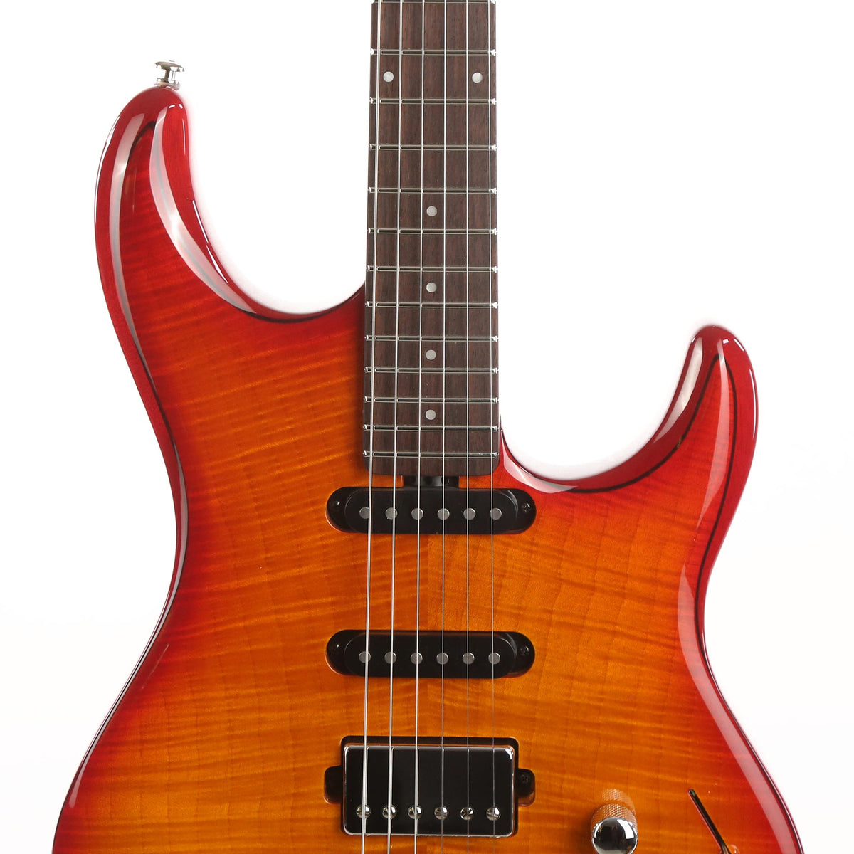 Ernie Ball Music Man Luke III HSS Cherry Burst Flame Used — 6