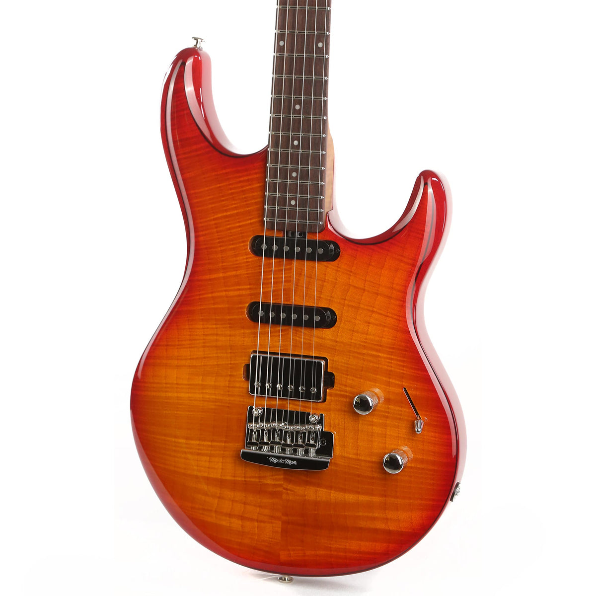 Ernie Ball Music Man Luke III HSS Cherry Burst Flame Used — 7