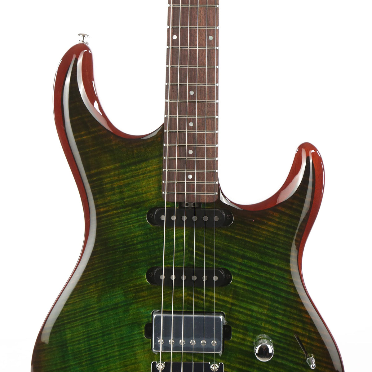 Ernie Ball Music Man Luke III HSS Luscious Green Flame Top — 6