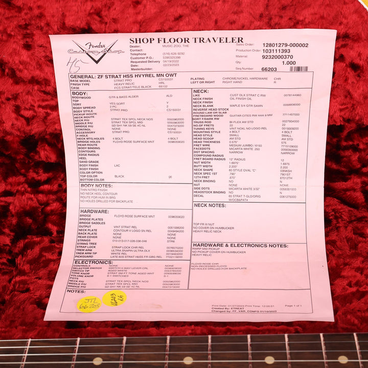 Fender Custom Shop ZF Stratocaster Heavy Relic Black Music Zoo Exclusive