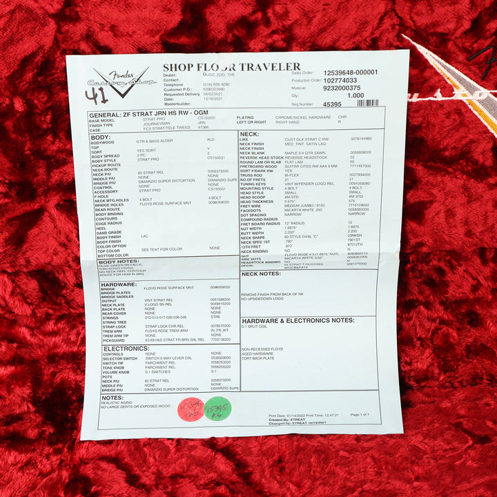 Fender Custom Shop ZF Stratocaster Journeyman Relic Olive Green Metallic 2022