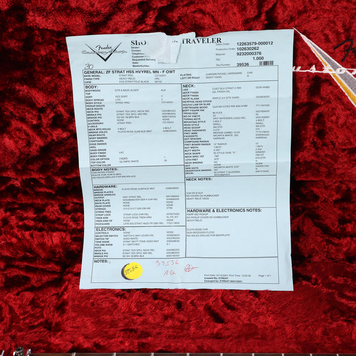 Fender Custom Shop ZF Stratocaster Heavy Relic Faded Olympic White 2021