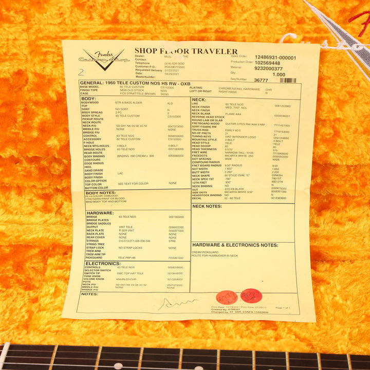 Fender Custom Shop 1960 Telecaster Custom NOS Oxblood