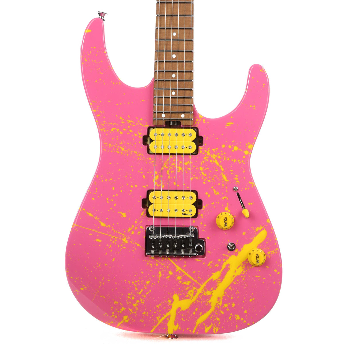 Charvel Custom Shop DK24 Dinky Pink and Yellow Splatter Masterbuilt Red Dave NAMM 2020 Display — 1