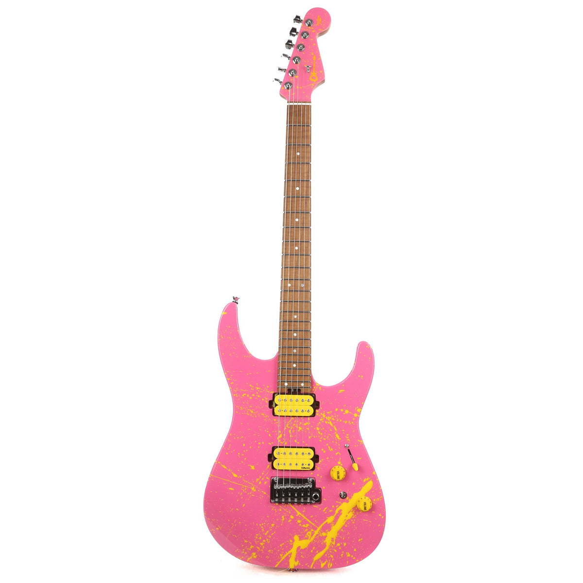 Charvel Custom Shop DK24 Dinky Pink and Yellow Splatter Masterbuilt Red Dave NAMM 2020 Display — 2