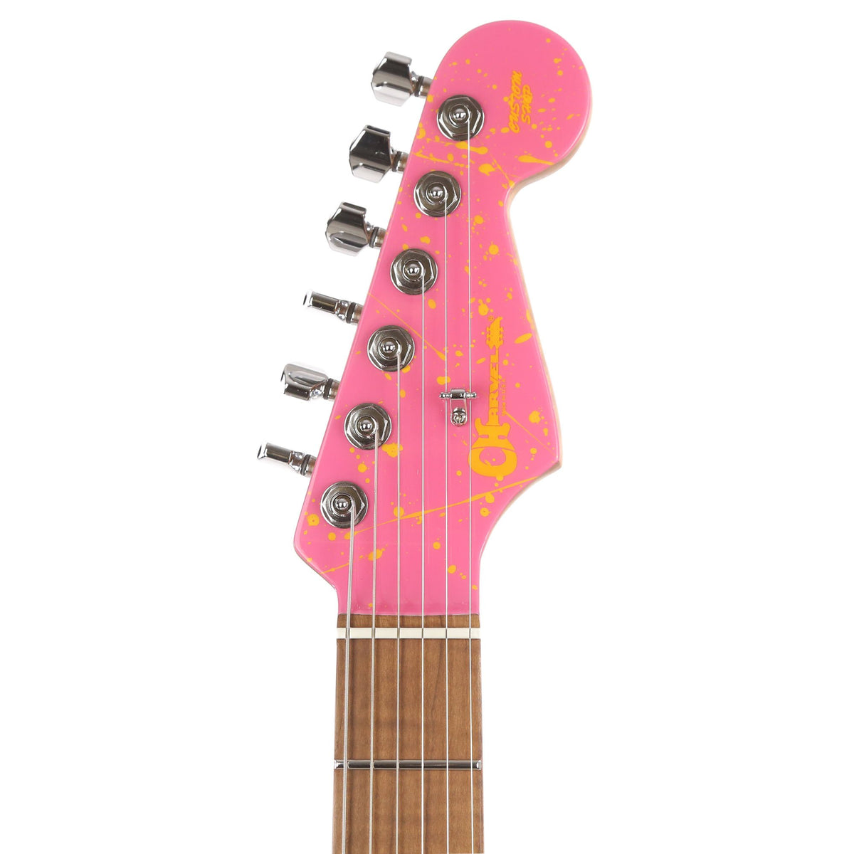 Charvel Custom Shop DK24 Dinky Pink and Yellow Splatter Masterbuilt Red Dave NAMM 2020 Display — 4