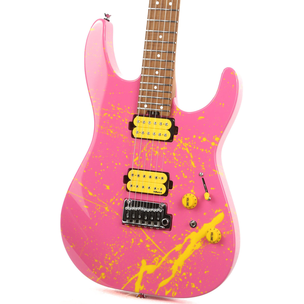 Charvel Custom Shop DK24 Dinky Pink and Yellow Splatter Masterbuilt Red Dave NAMM 2020 Display — 6
