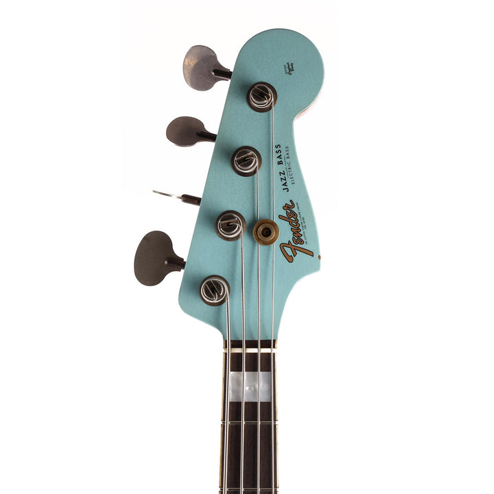 Fender Custom Shop 1966 Jazz Bass Journeyman Relic Aged Daphne Blue with Matching Headstock