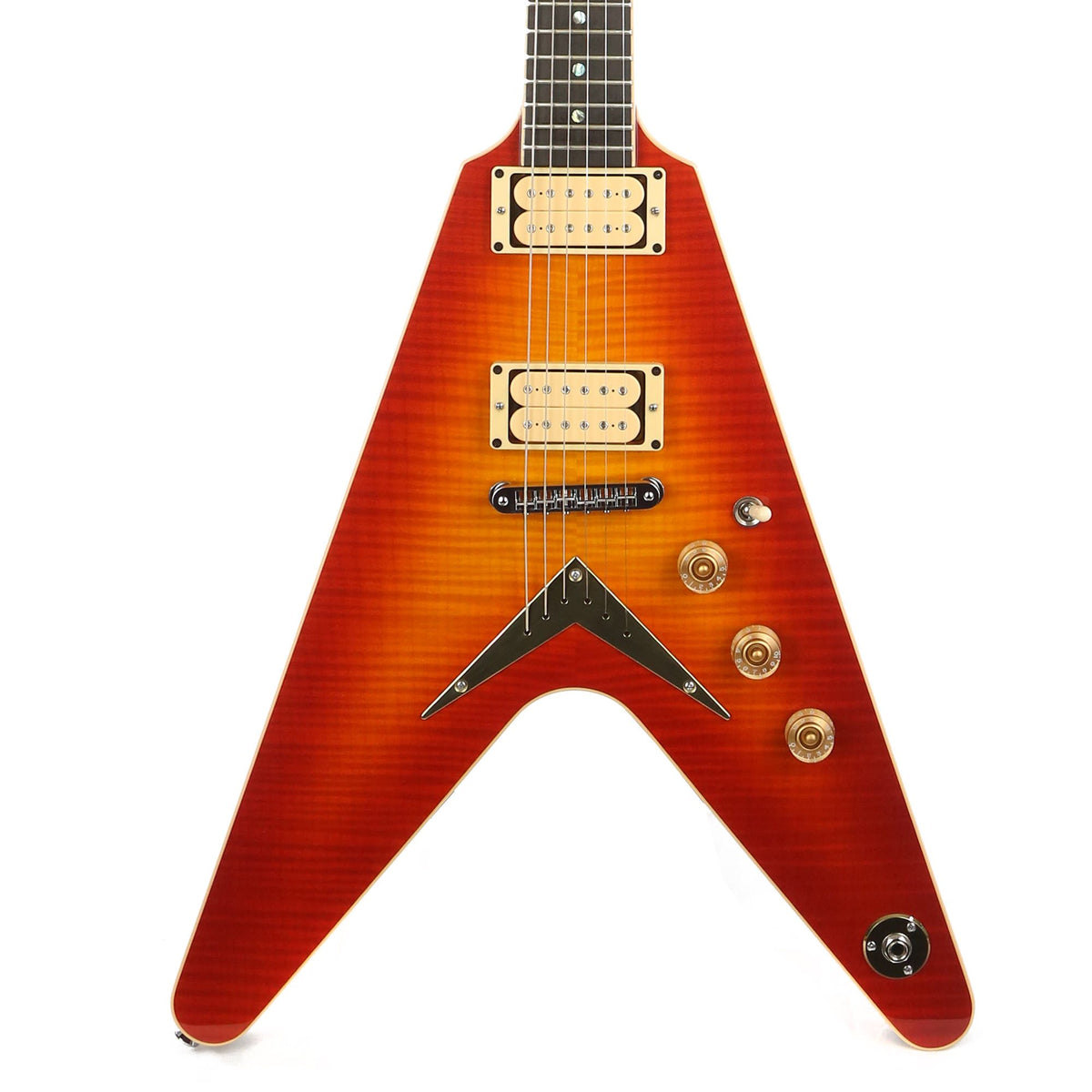 Dean USA Patents Pending V Flame Top Trans Cherry Sunburst — 1