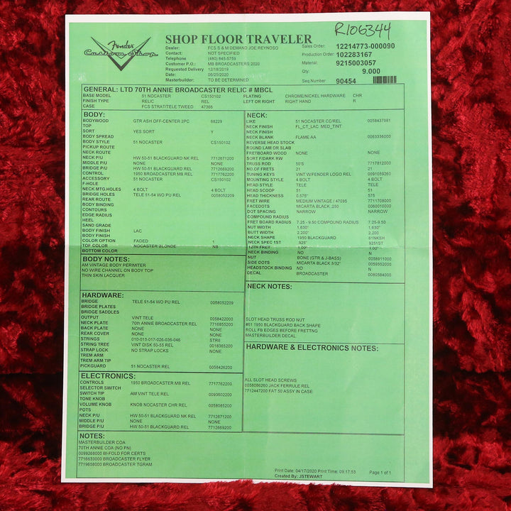 Fender Custom Shop 70th Anniversary Broadcaster Nocaster Blonde Relic Masterbuilt Carlos Lopez