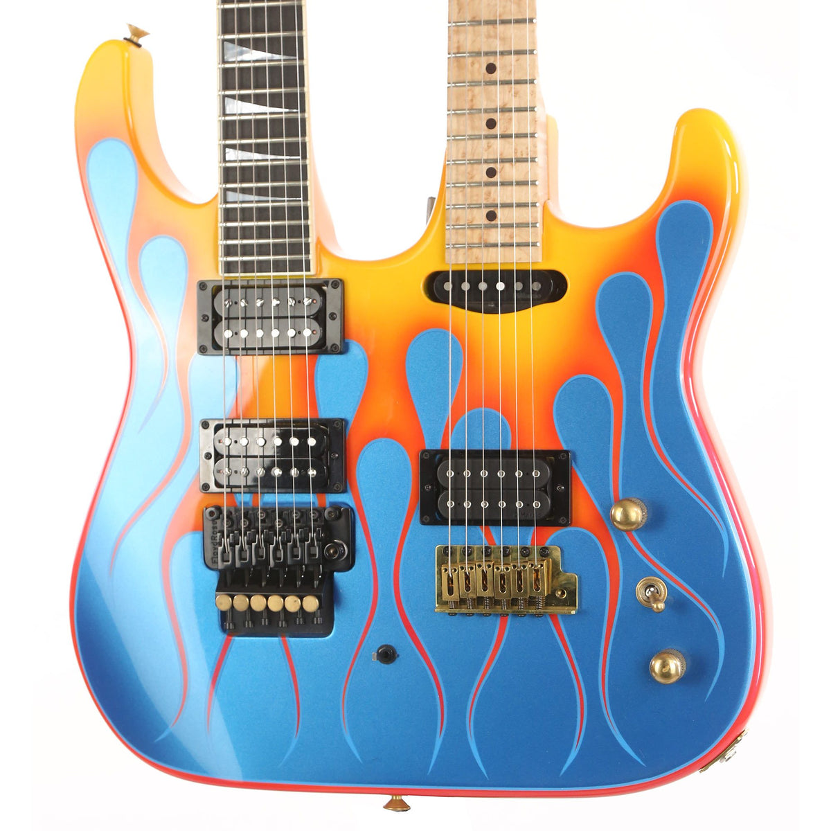 Jackson and Charvel Custom Shop 40th Anniversary Double Neck Hot Rod Flame 2020 NAMM Display Guitar — 7