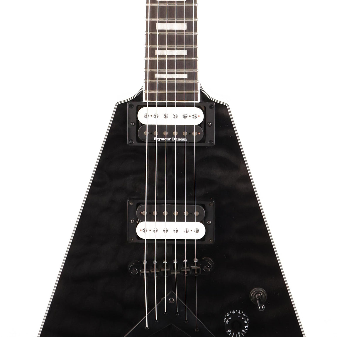 Dean V Select Series Quilt Top Trans Black Used | The Music Zoo