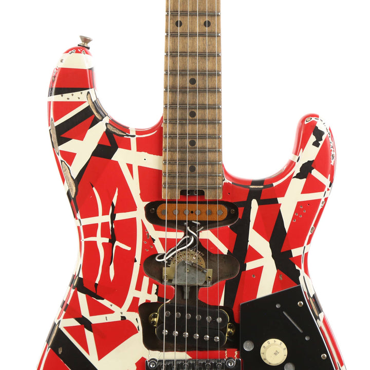 EVH Striped Series Frankie Red/White/Black Relic As Is Repairs Needed