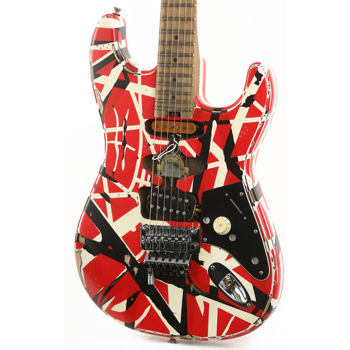 EVH Striped Series Frankie Red/White/Black Relic As Is Repairs Needed
