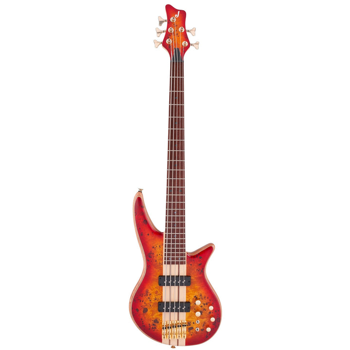 Jackson Pro Series Spectra Bass SB V Poplar Burl Caramelized Jatoba Fingerboard Transparent Cherry Burst Used